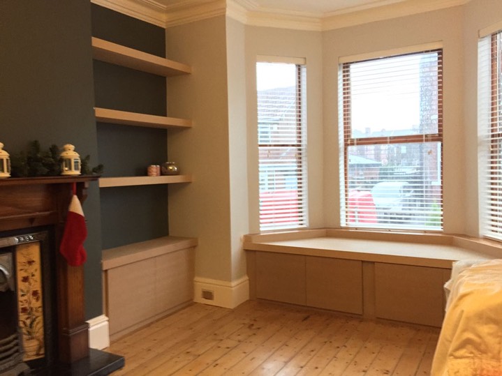 Custom made bay window seat Harrison Fine Woodwork Lee Harrison