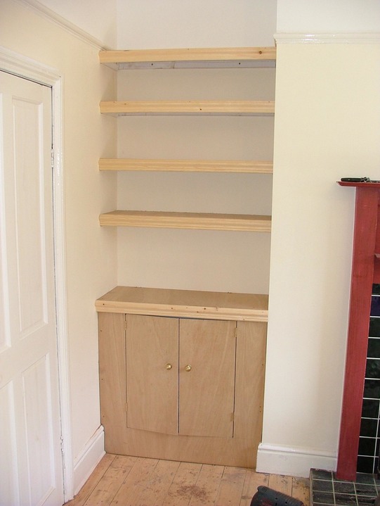 Alcove cupboard with shelving above Harrison Fine Woodwork Lee Harrison