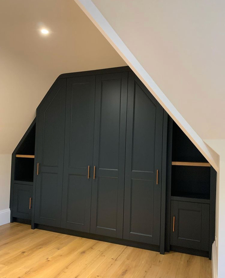 Loft conversion wardrobes in grey