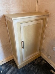 MDF meter cabinet with oak top