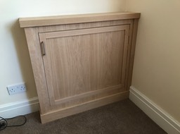 White oak electric meter cabinet