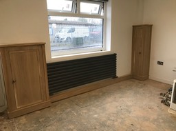 White oak utility meter cabinets 