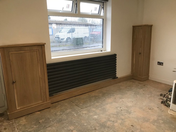 White oak utility meter cabinets 