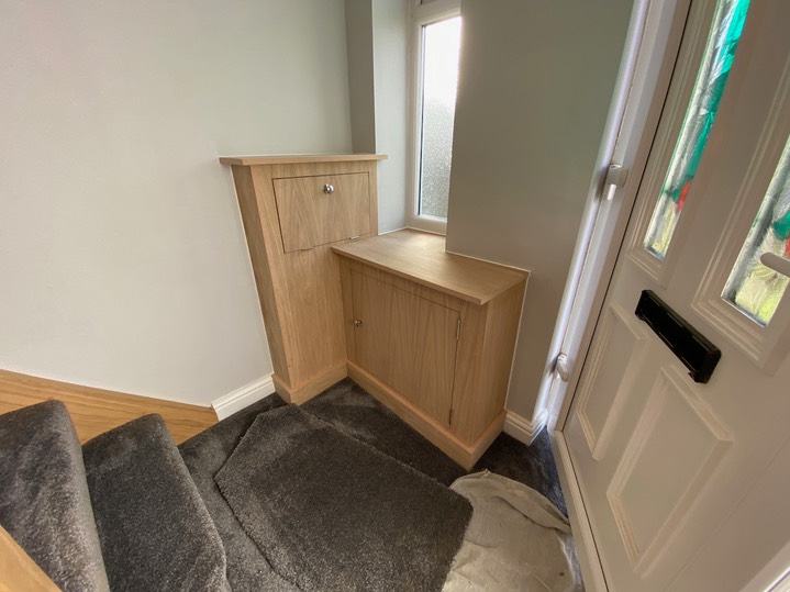 White oak veneer meter cabinets